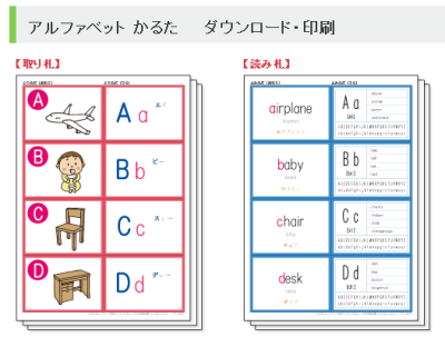 アルファベット かるた　無料ダウンロード・印刷｜子供 英語教材集